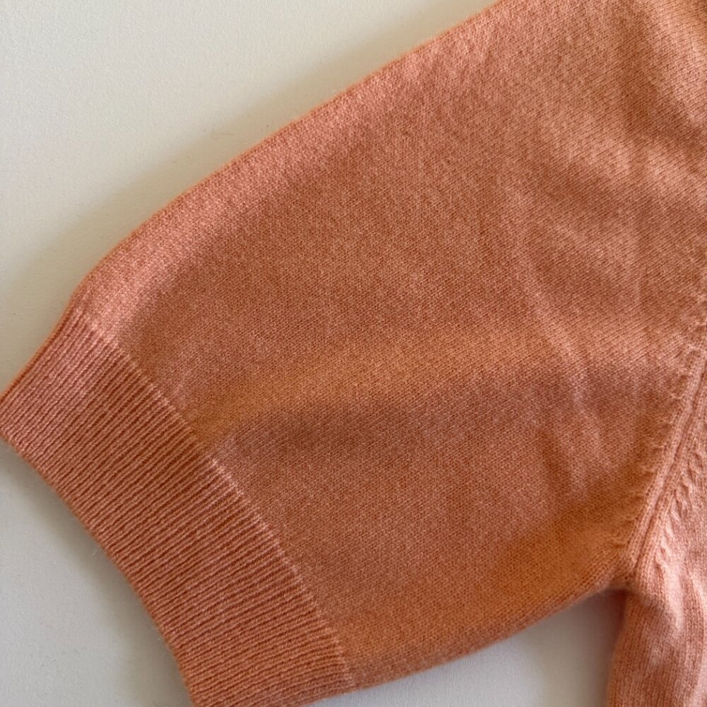 ADRIENNE VITTADINI 100% Cashmere Short Sleeve Peach Cardigan Sweater XL - Picture 9 of 11